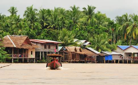 Het gebied van de 4000 eilanden in Zuid-Laos
